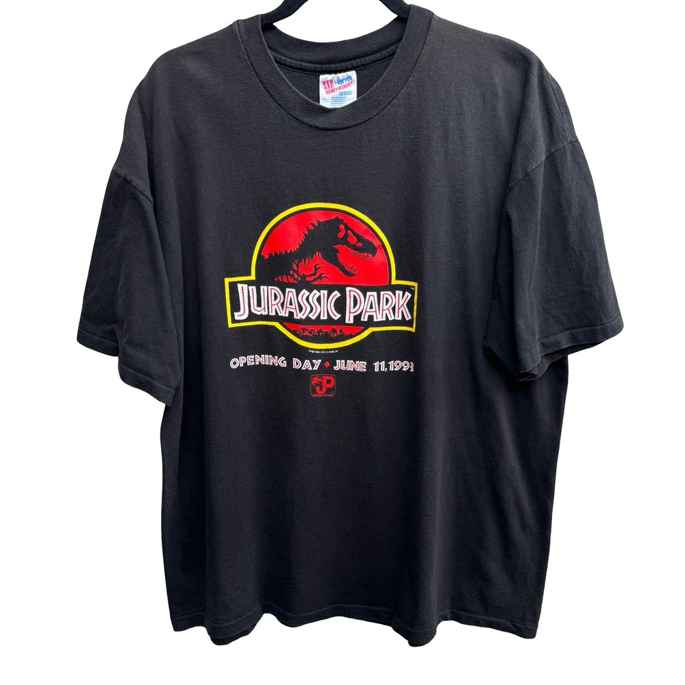 Vintage 1993 Jurassic Park Opening Day T-Shirt Hanes Heavyweight XL Movie Promo